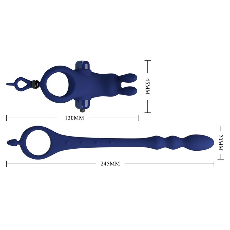 PRETTY LOVE - AYAD RABBIT VIBRATORRING MIT PLUG BLAU - Sexotim
