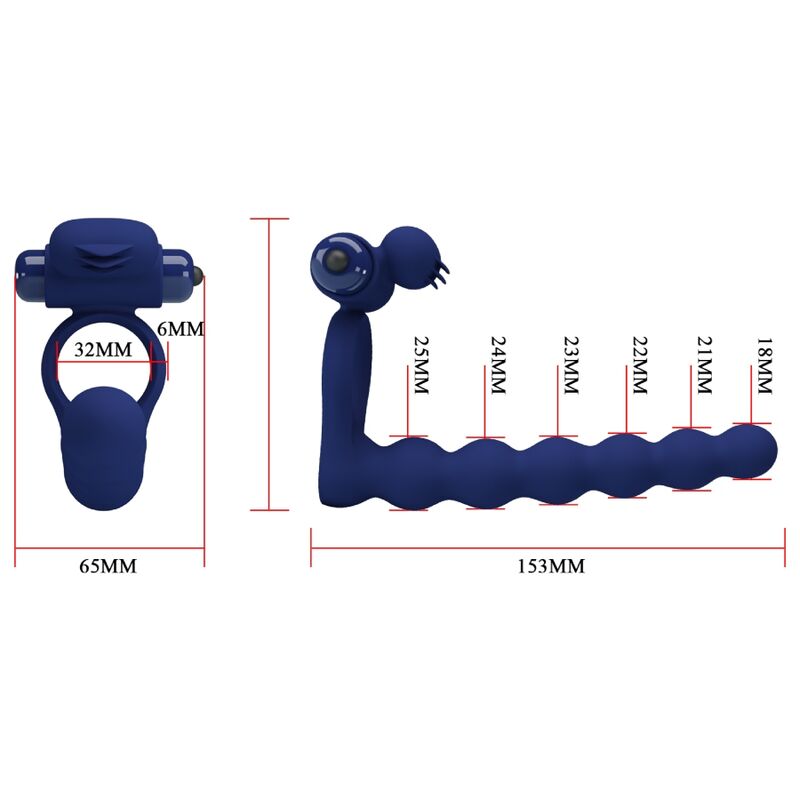 PRETTY LOVE - AJMAL VIBRATIONSRING MIT PLUG BLAU - Sexotim