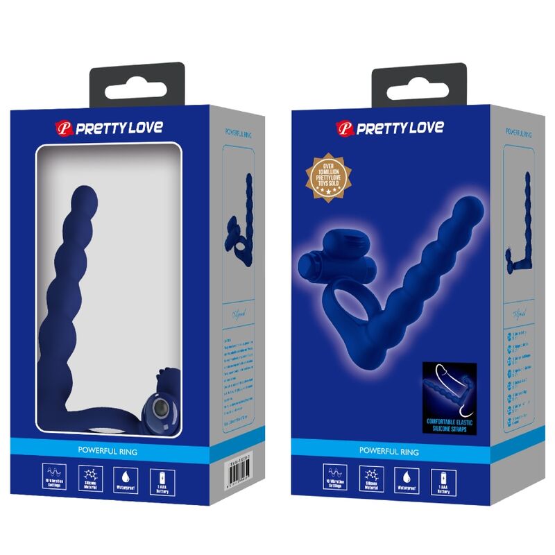 PRETTY LOVE - AJMAL VIBRATIONSRING MIT PLUG BLAU - Sexotim
