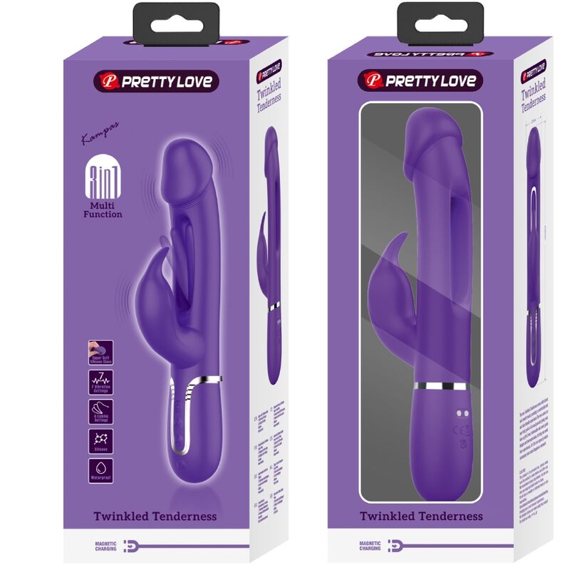 PRETTY LOVE - KAMPAS RABBIT 3 IN 1 MULTIFUNKTIONSVIBRATOR MIT ZUNGE VIOLETT - Sexotim