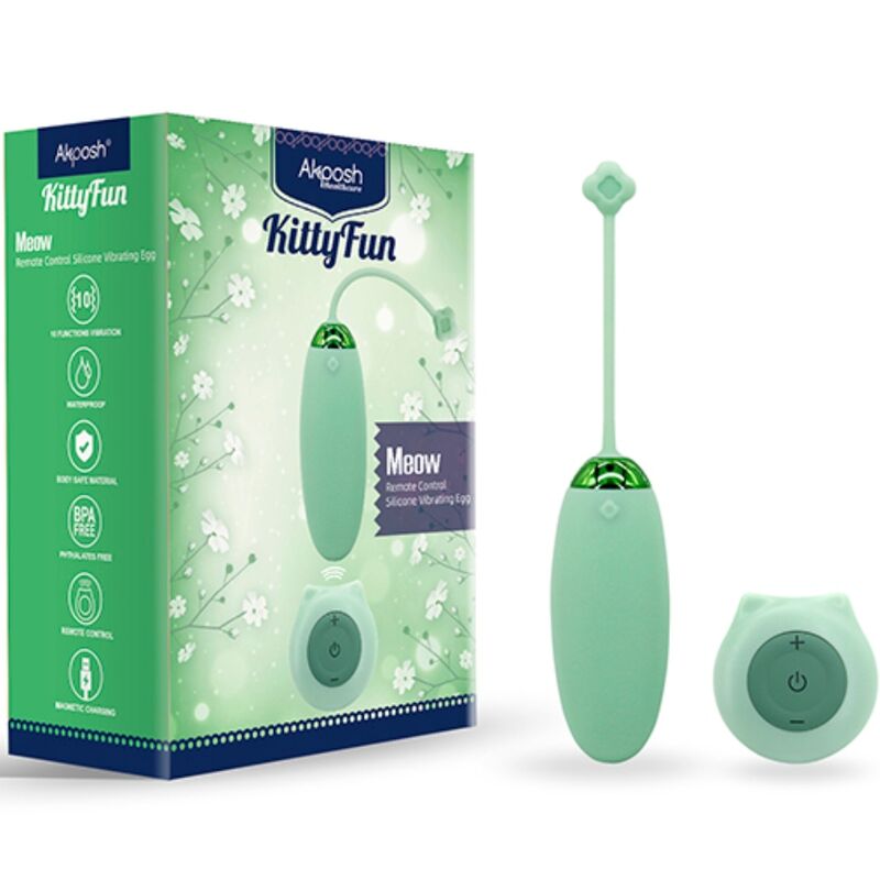 ARMONY - KITTY FUN EI VIBRATOR MIT FERNBEDIENUNG, 10 VIBRATIONEN, GRÜN - Sexotim