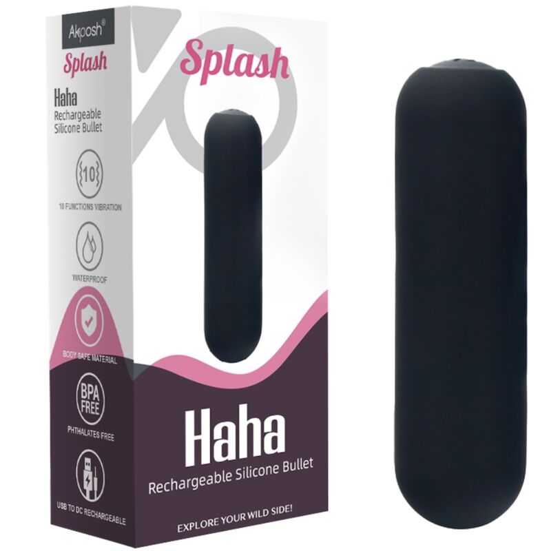 ARMONY - SPLASH HAHA VIBRATOR BULLET SILIKON 10 VIBRATIONEN 75 X 19 CM SCHWARZ - Sexotim