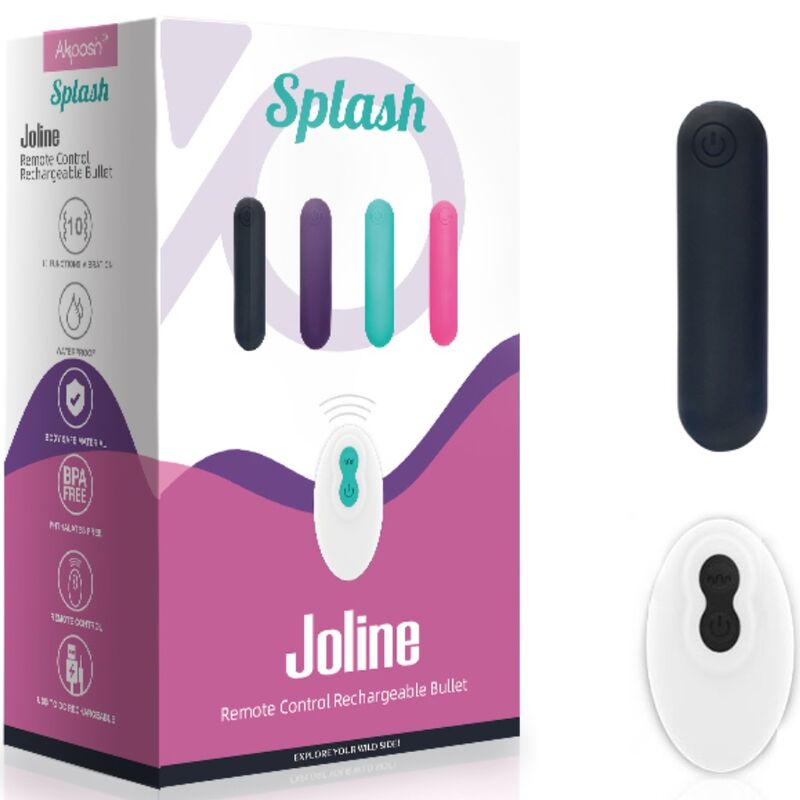 ARMONY - SPLASH JOLINE VIBRATOR BULLET SILIKON MIT FERNBEDIENUNG, 10 VIBRATIONEN 65 X 15 CM SCHWARZ - Sexotim