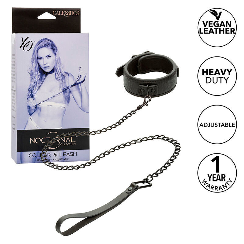 CALEXOTICS - NOCTURNAL HALSBAND & LEINE LEDER VERSTELLBAR SCHWARZ - Sexotim