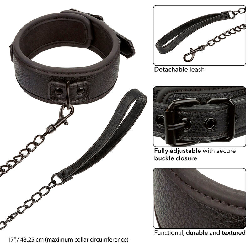 CALEXOTICS - NOCTURNAL HALSBAND & LEINE LEDER VERSTELLBAR SCHWARZ - Sexotim