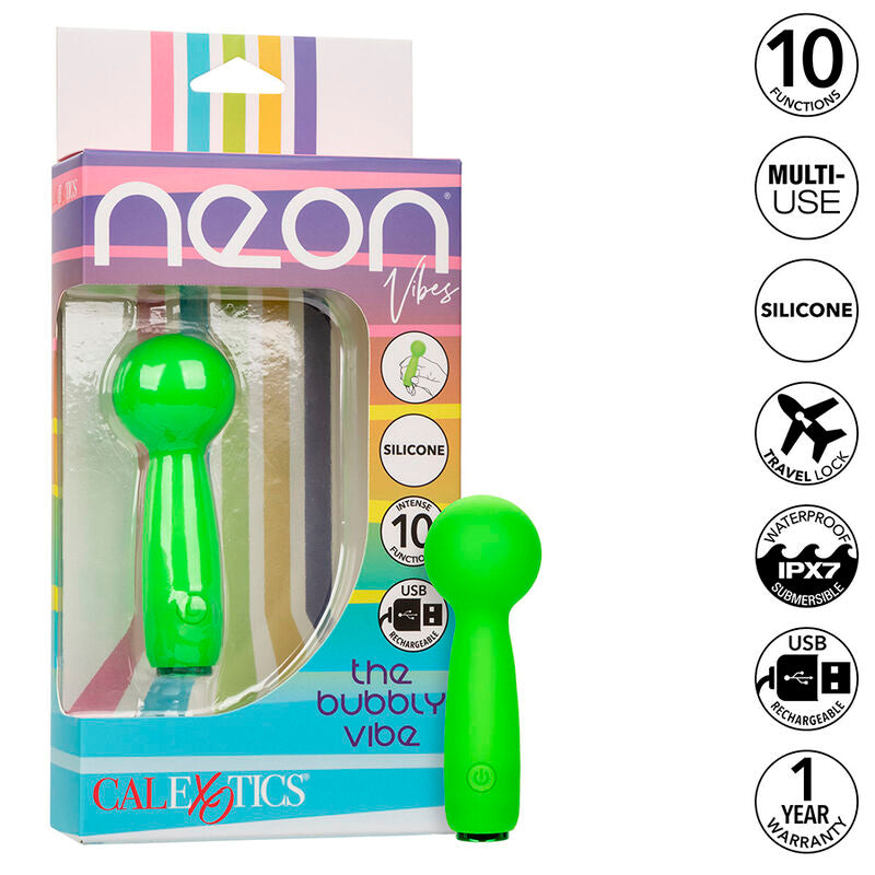 CALEXOTICS - NEON VIBES THE BUBBLY VIBE, MINI-MASSAGER MIT 10 VIBRATIONEN, GRÜN - Sexotim