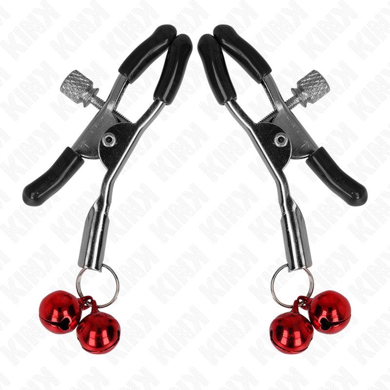 KINK - DOPPELTE GLOCKEN-NIPPELKLAMMERE ROT 6 CM - Sexotim