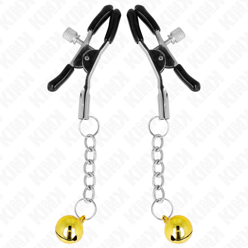KINK - GOLDENE JINGLE BELL ANHÄNGER-NIPPELKLAMMERN 6 CM - Sexotim