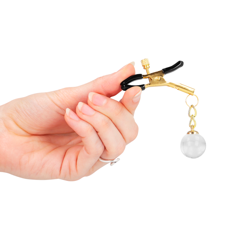 KINK - GLASPERLEN-NIPPELKLAMMERN GOLD 6 CM - Sexotim