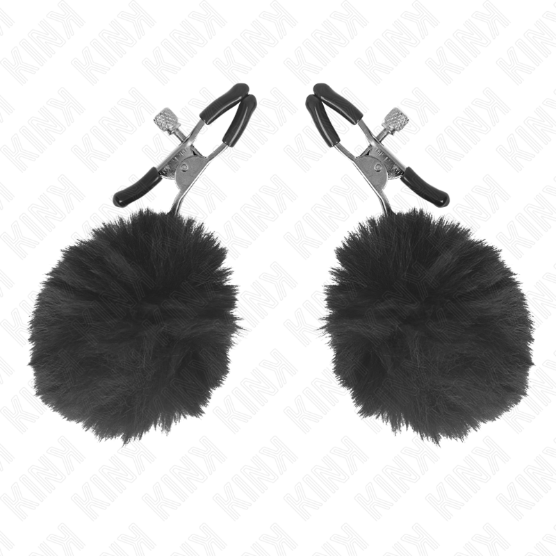 KINK - KUNSTFELLBALL-NIPPELKLAMMER SCHWARZ 6 CM - Sexotim