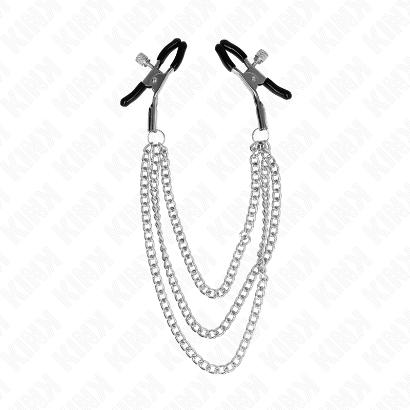 KINK - NIPPELKLEMMEN MIT 3 KETTEN SILBER 20/23/28 CM - Sexotim