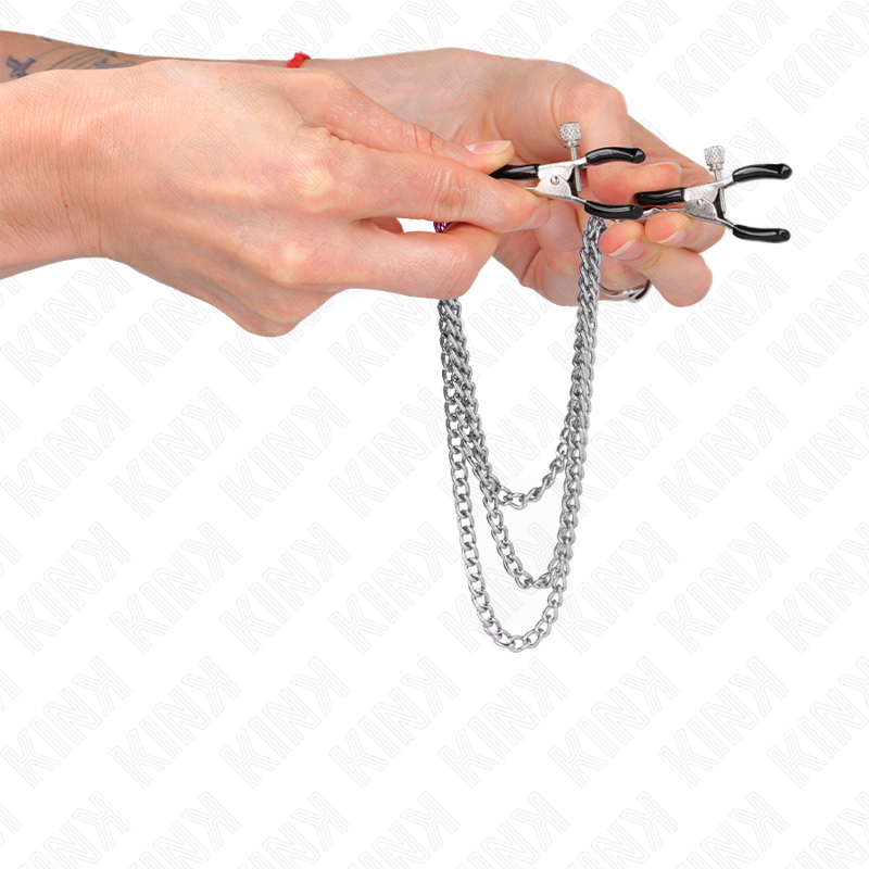 KINK - NIPPELKLEMMEN MIT 3 KETTEN SILBER 20/23/28 CM - Sexotim