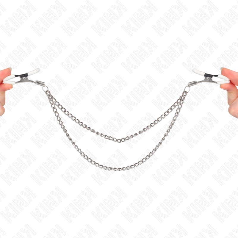 KINK - NIPPELKLEMMEN MIT 2 DÜNNEN KETTEN SILBER 20/23 CM - Sexotim