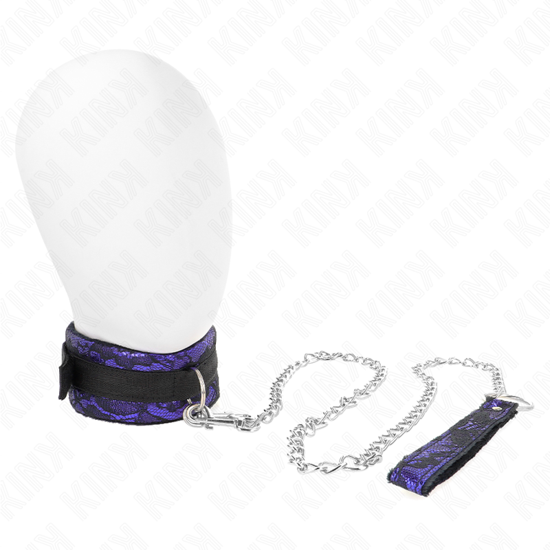KINK - KURZE HALSKETTE AUS SAMTSPITZE MIT GÜRTEL 105 CM MIT NYLONBESATZ 44 X 5,5 CM - Sexotim