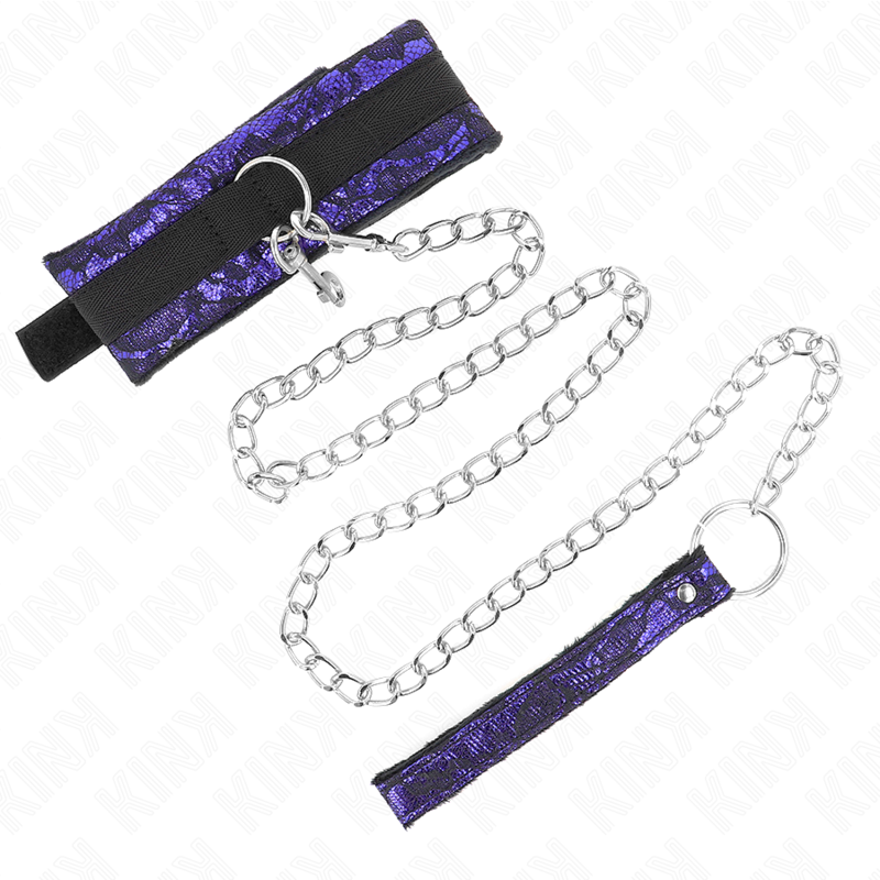 KINK - KURZE HALSKETTE AUS SAMTSPITZE MIT GÜRTEL 105 CM MIT NYLONBESATZ 44 X 5,5 CM - Sexotim