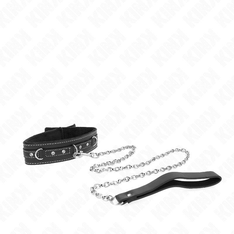 KINK - PVC LEDER HALSKETTE MIT GÜRTEL 105 CM STRASS NIETE 41,5 X 4 CM - Sexotim