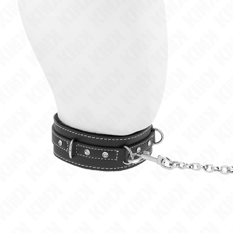 KINK - PVC LEDER HALSKETTE MIT GÜRTEL 105 CM STRASS NIETE 41,5 X 4 CM - Sexotim