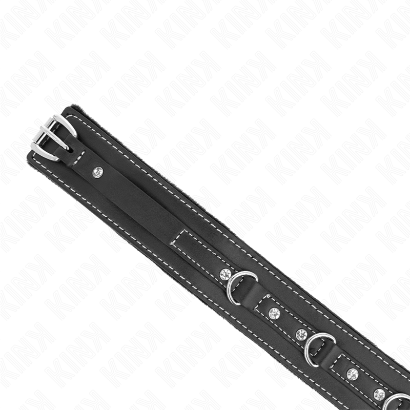 KINK - PVC LEDER HALSKETTE MIT GÜRTEL 105 CM STRASS NIETE 41,5 X 4 CM - Sexotim