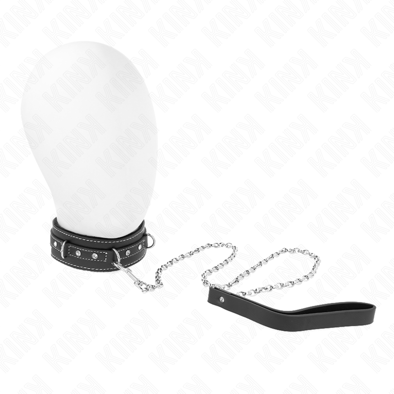 KINK - PVC LEDER HALSKETTE MIT GÜRTEL 105 CM STRASS NIETE 41,5 X 4 CM - Sexotim