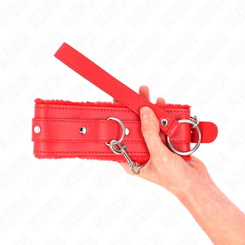 KINK - HALSBAND MIT LEINE 65 CM MIT EINSCHRÄNKUNGEN ROT 36-42 CM X 5,5 CM - Sexotim