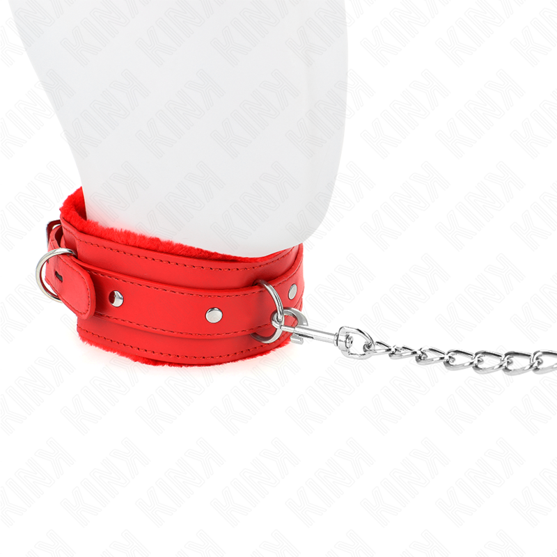 KINK - HALSBAND MIT LEINE 65 CM MIT EINSCHRÄNKUNGEN ROT 36-42 CM X 5,5 CM - Sexotim