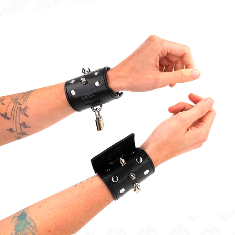KINK - PUNK HANDGELENKFESSELN MIT SPIKES 25 X 6 CM - Sexotim