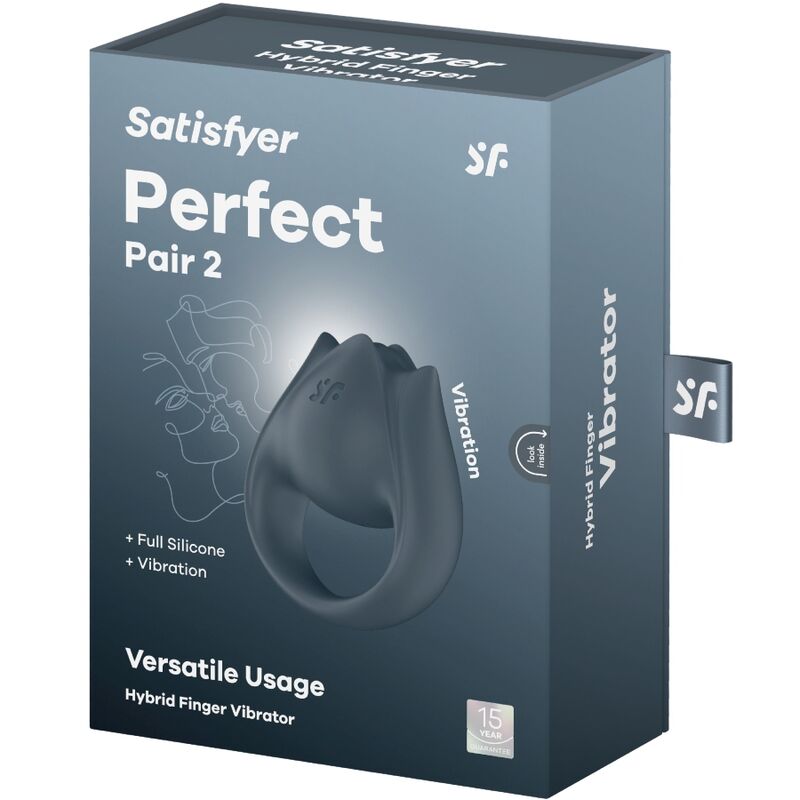 SATISFYER - PERFECT PAIR 2 MULTIVIBRATOR 2 IN 1 PENISRING UND FINGERSTIMULATOR GRAU - Sexotim