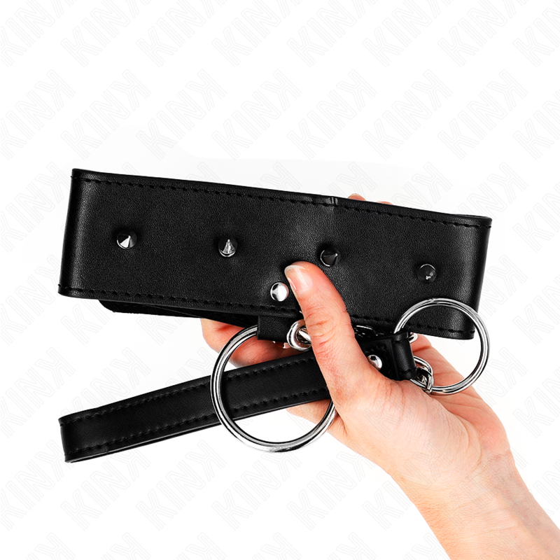 KINK - HALSKETTE 65 CM MIT LEINE MIT SILBERNEN NIETEN MODELL-2 VERSTELLBAR 36-43 CM X 5 CM - Sexotim