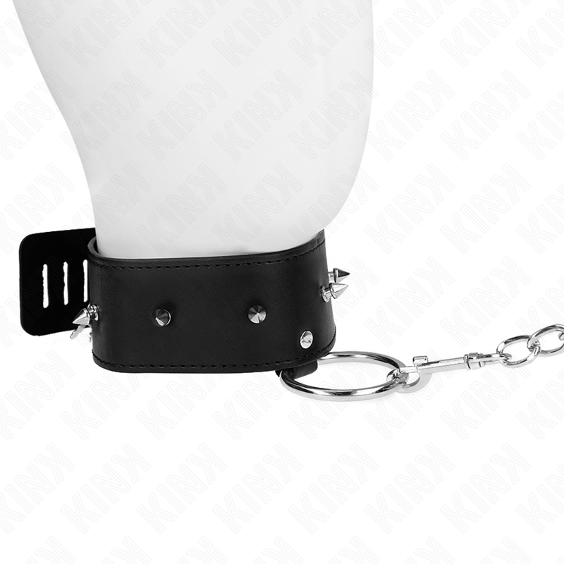 KINK - HALSKETTE 65 CM MIT LEINE MIT SILBERNEN NIETEN MODELL-2 VERSTELLBAR 36-43 CM X 5 CM - Sexotim
