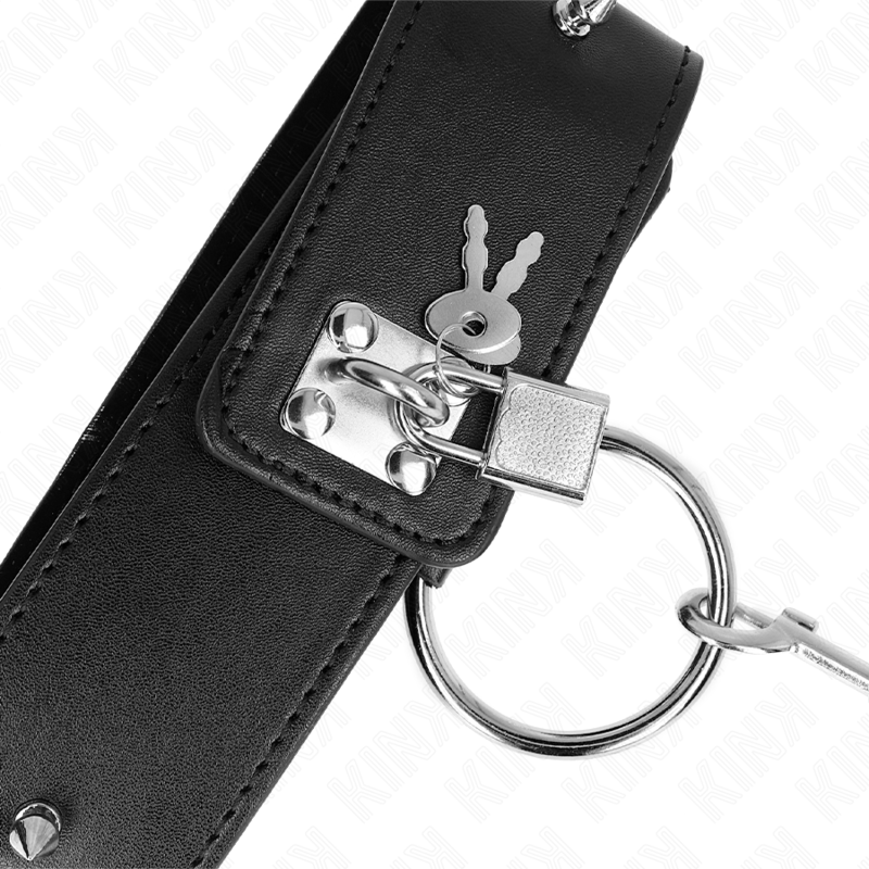 KINK - HALSKETTE 65 CM MIT LEINE MIT SILBERNEN NIETEN MODELL-2 VERSTELLBAR 36-43 CM X 5 CM - Sexotim