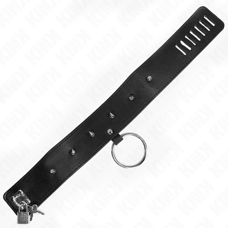 KINK - HALSKETTE 65 CM MIT LEINE MIT SILBERNEN NIETEN MODELL-2 VERSTELLBAR 36-43 CM X 5 CM - Sexotim