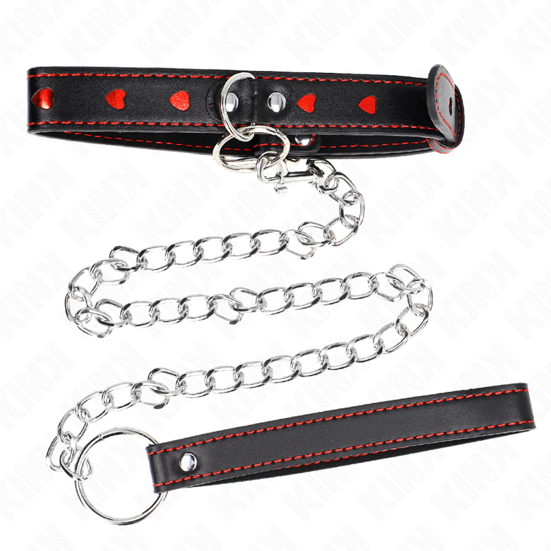 KINK - HALSKETTE MIT BAND 65 CM HERZDETAILS 52,5 X 2,5 CM - Sexotim