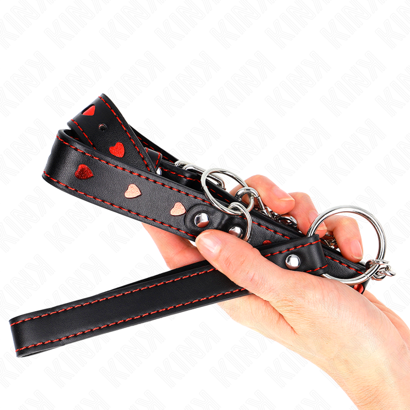 KINK - HALSKETTE MIT BAND 65 CM HERZDETAILS 52,5 X 2,5 CM - Sexotim