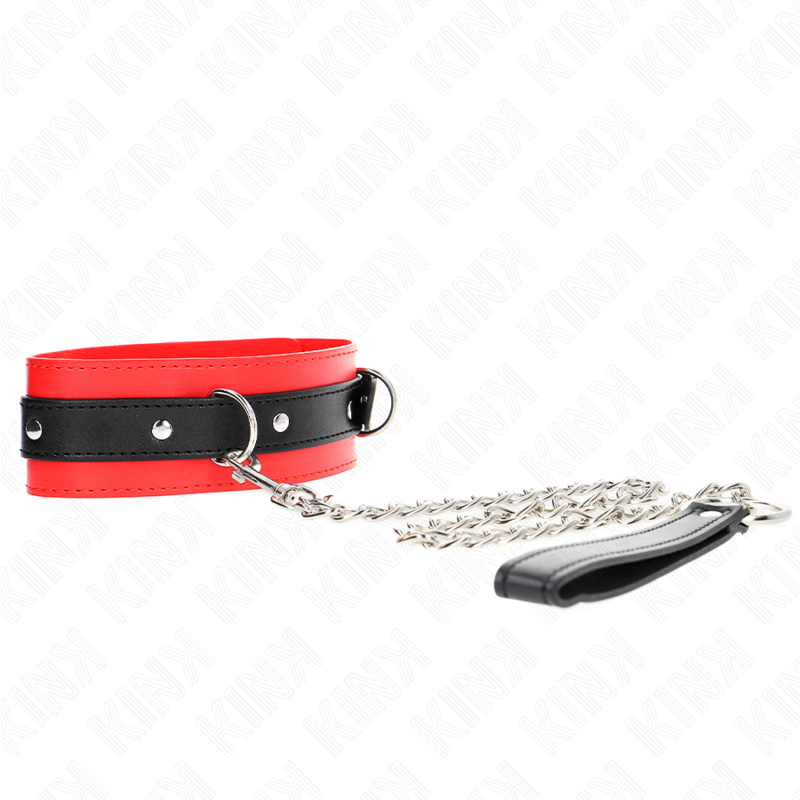 KINK - HALSBAND MIT GÜRTEL 65 CM MIT RIEMEN ROT 54 X 4,5 CM - Sexotim