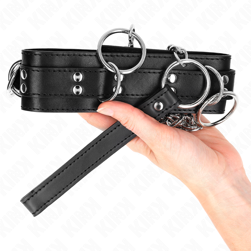 KINK - 3-RING-SKLAVEREI-HALSKETTE MIT BAND 80 CM 53 X 5 CM - Sexotim