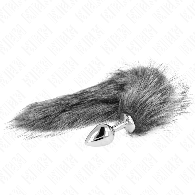 KINK - ANAL PLUG GRÖSSE M 8 X 3,5 CM MIT KUNSTSTOFFSCHWANZ 40 CM GRAU - Sexotim