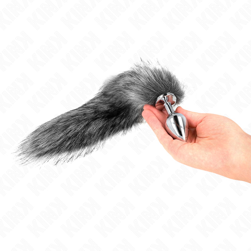 KINK - ANAL PLUG GRÖSSE M 8 X 3,5 CM MIT KUNSTSTOFFSCHWANZ 40 CM GRAU - Sexotim