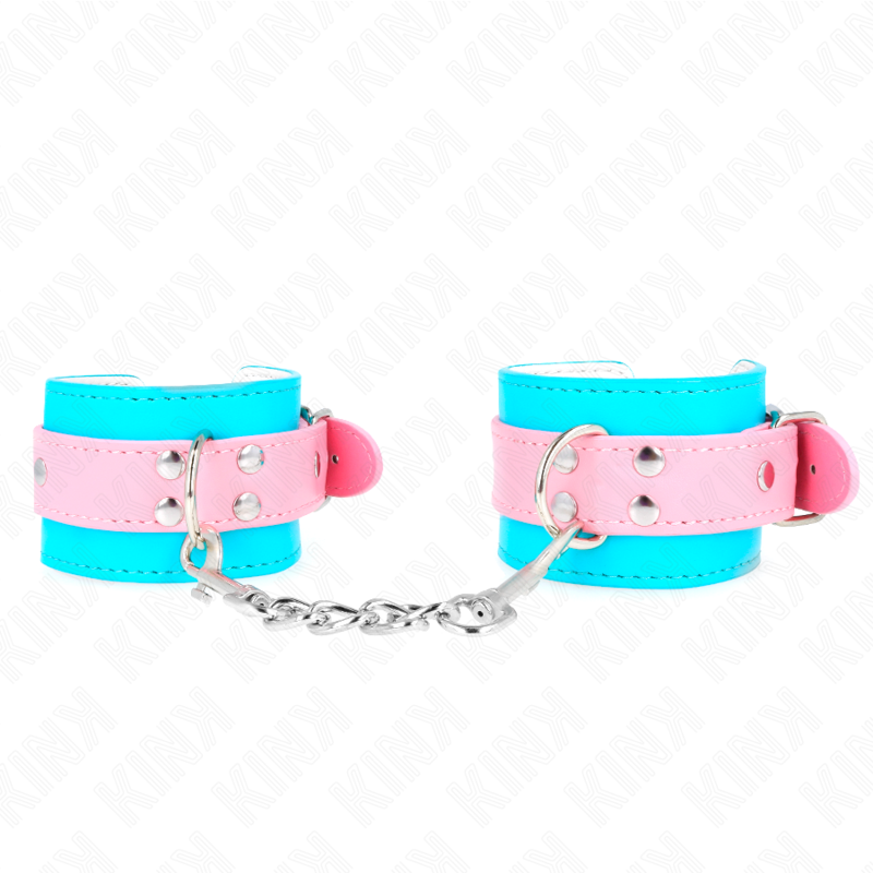 KINK - SÜßE HANDGELENKFESSELN BLAU/ROSA VERSTELLBAR 16-28 CM X 5 CM - Sexotim