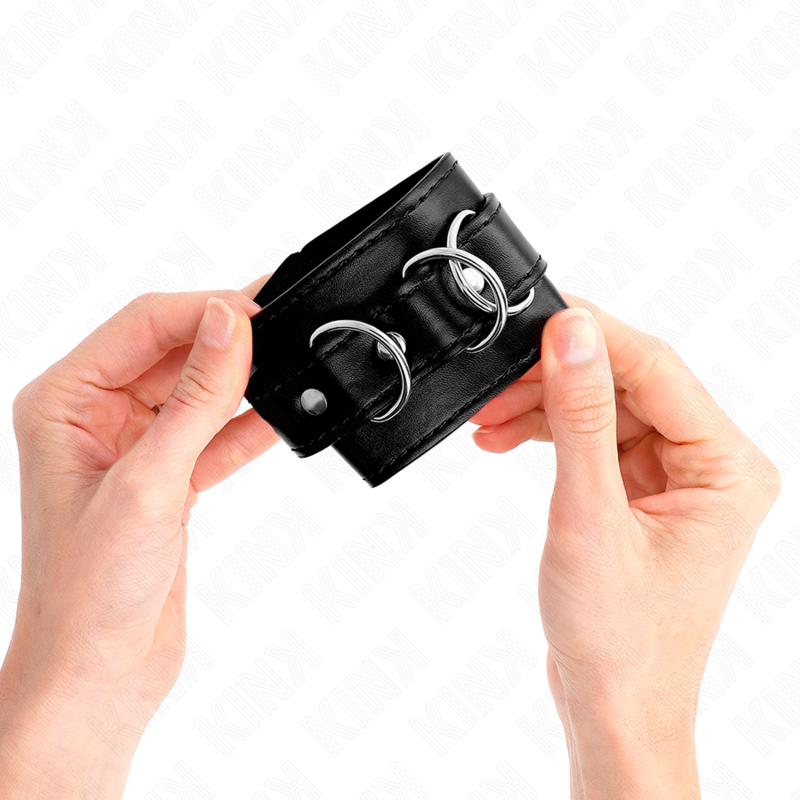 KINK - 3 D-RING HANDGELENKFESSELN VERSTELLBAR SCHWARZ 17,5-25 CM X 6 CM - Sexotim