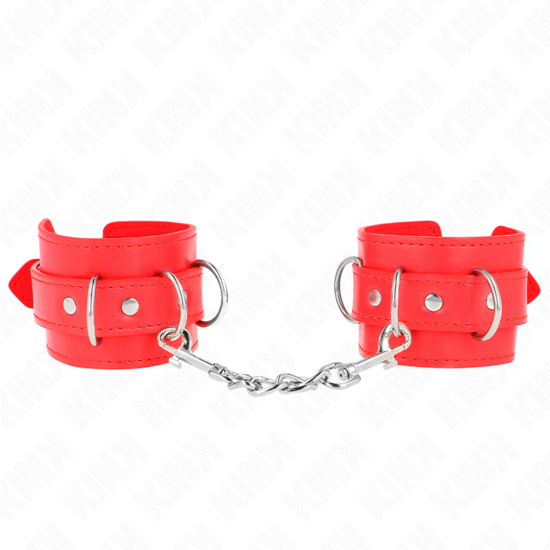 KINK - 3 D-RING HANDGELENKFESSELN VERSTELLBAR ROT 17,5-25 CM X 6 CM - Sexotim