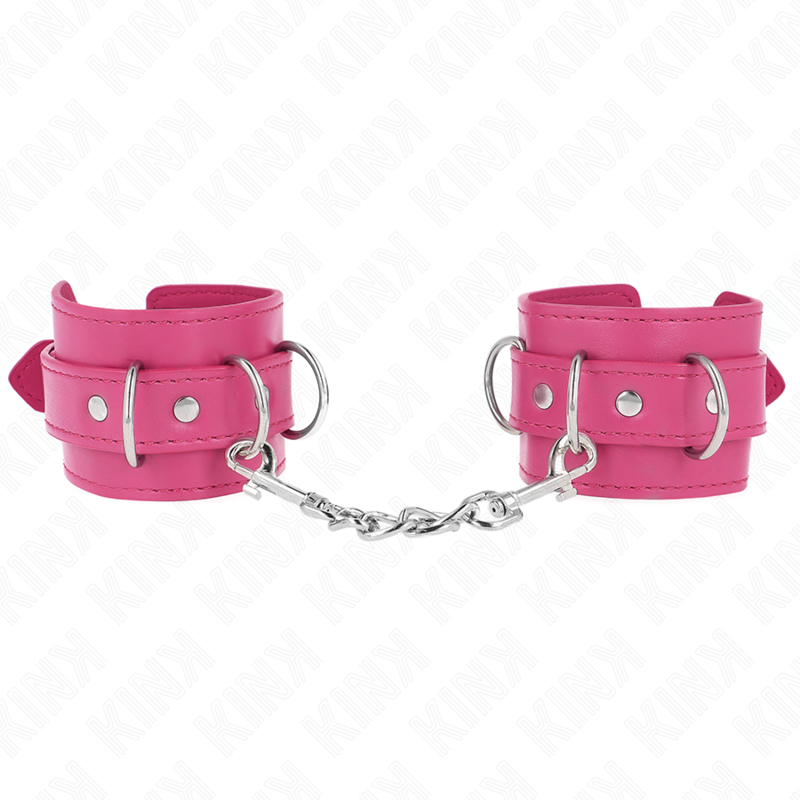 KINK - 3 D-RING HANDGELENKFESSELN VERSTELLBAR ROSA 17,5-25 CM X 6 CM - Sexotim