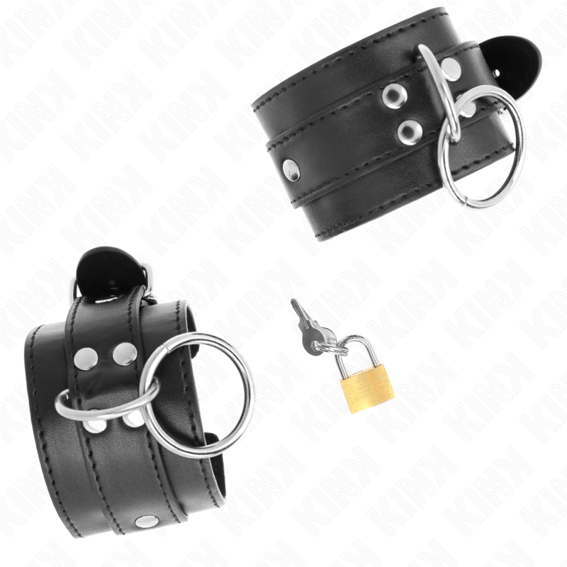 KINK - O-RING VERRIEGELTE HANDGELENKFESSELN SCHWARZ VERSTELLBAR 20-28 CM X 5,5 CM - Sexotim