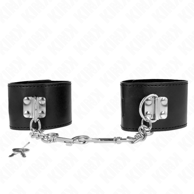 KINK - HANDGELENKFESSELN MIT VORHÄNGESCHLOSS VERSCHLUSS SCHWARZ VERSTELLBAR 16-23 CM X 5,5 CM - Sexotim