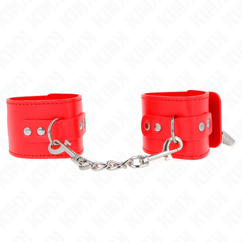 KINK - HANDGELENKFESSELN MIT VORHÄNGESCHLOSS VERSCHLUSS ROT VERSTELLBAR 16-23 CM X 5,5 CM - Sexotim