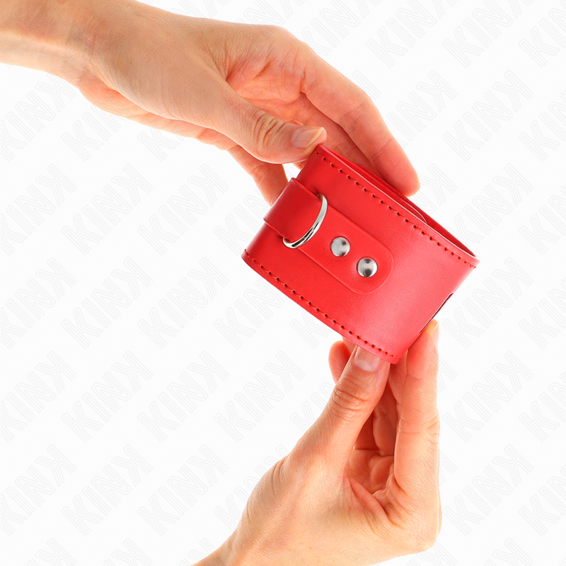 KINK - HANDGELENKFESSELN MIT VORHÄNGESCHLOSS VERSCHLUSS ROT VERSTELLBAR 16-23 CM X 5,5 CM - Sexotim