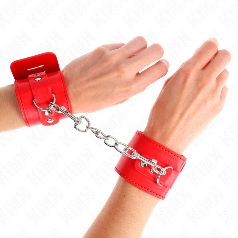 KINK - HANDGELENKFESSELN MIT VORHÄNGESCHLOSS VERSCHLUSS ROT VERSTELLBAR 16-23 CM X 5,5 CM - Sexotim