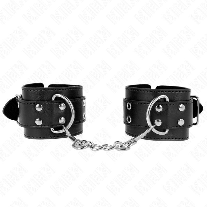 KINK - HANDGELENKFESSEL MIT DOPPELTER SCHNALLE SCHWARZ VERSTELLBAR 19-26 CM - Sexotim