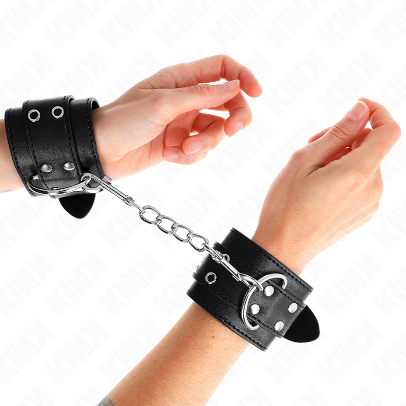 KINK - HANDGELENKFESSEL MIT DOPPELTER SCHNALLE SCHWARZ VERSTELLBAR 19-26 CM - Sexotim