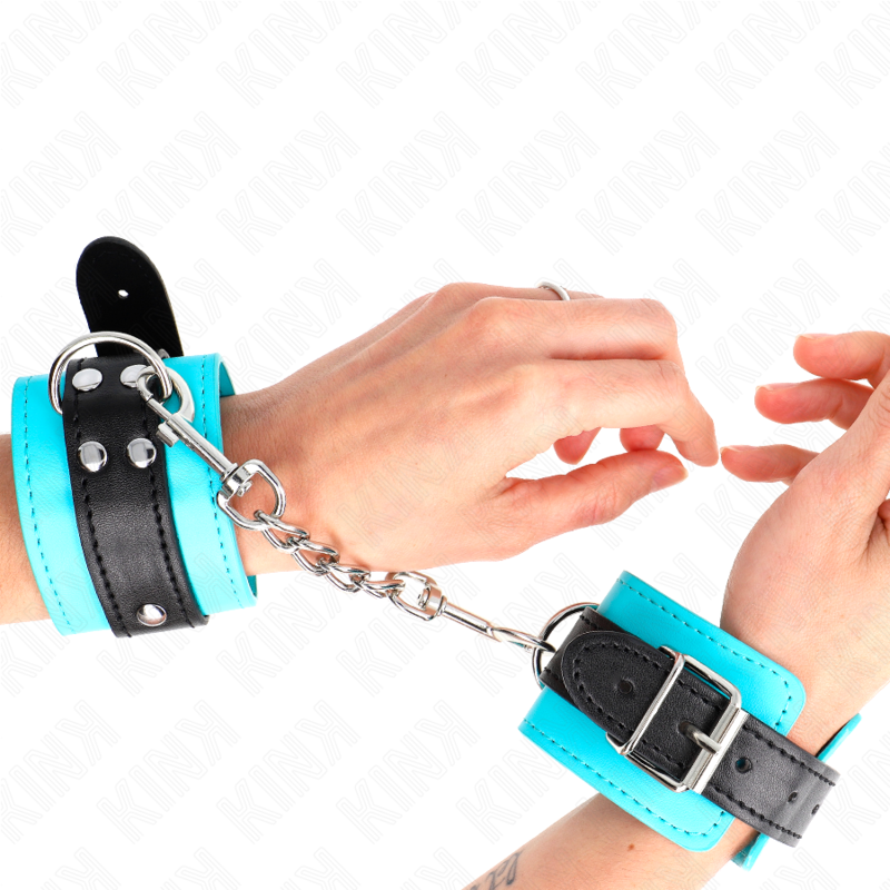 KINK - HAKEN-HANDFESSELN BLAU PELZGEFÜTTERT VERSTELLBAR 20-28 CM X 5,5 CM - Sexotim