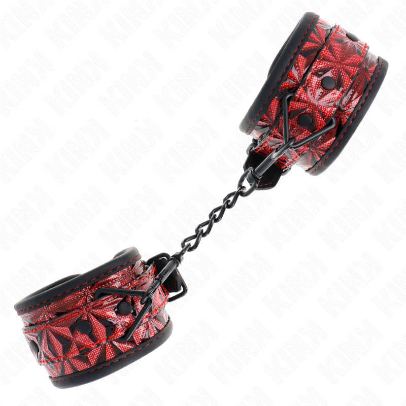 KINK - HANDGELENKFESSELN MIT RAUTENMUSTER, DUNKELROT, VERSTELLBAR 17-26 CM X 5,5 CM - Sexotim